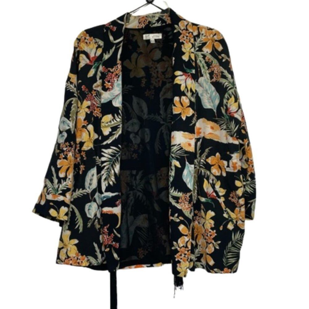Zara black tropical kimono jacket size S-M